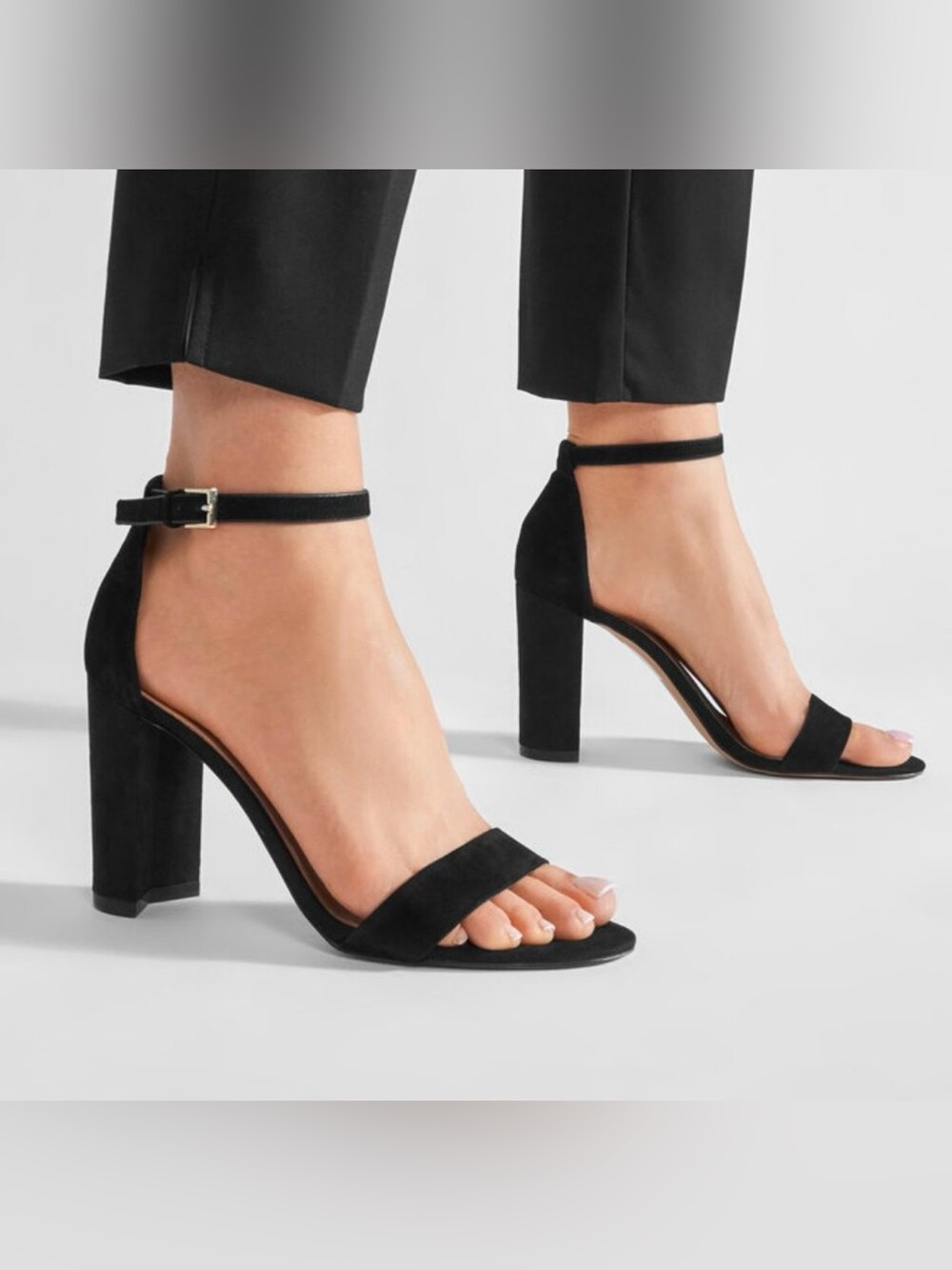 ALDO Jerayclya Black Suede Heeled Sandal Size 6
